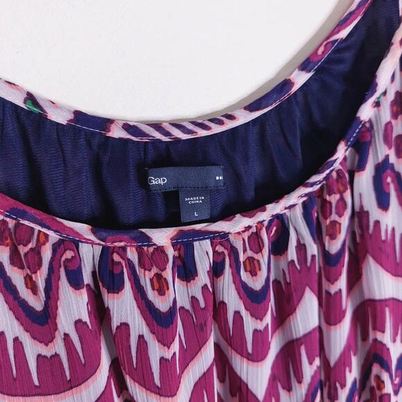 GAP Sheer Overlay Boho Aztec Spaghetti Strap Short Dress Large - Picture 7 of 9